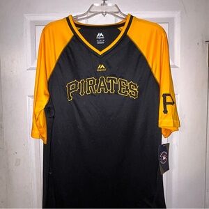 🏴‍☠️⚾️ Pittsburgh Pirates V-Neck MLB Baseball Polyester Shirt 🏟️⚾️